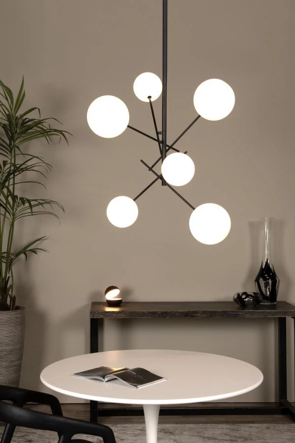 Lucide ALARA - Pendant light - Ø 72 cm - LED - G4 - 6x1,5W 2700K - Black - atmosphere 1